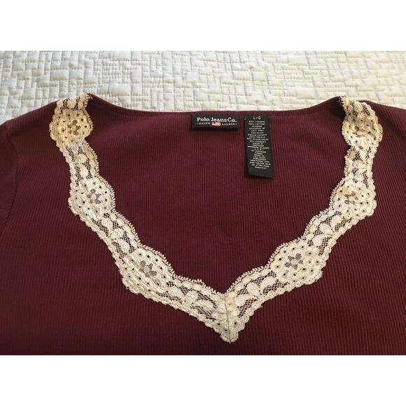 VINTAGE 90s - POLO JEANS CO. by RALPH LAUREN - QUARTER SLEEVE BLOUSE - WOMAN'S L - Picture 3 of 9